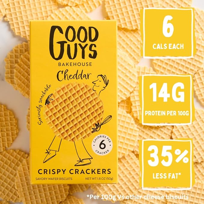 NEW! Good Guys Cheddar Crackers | Low Calorie Snacks |Tasty, Crispy, Healthy Cheese Crackers | 39