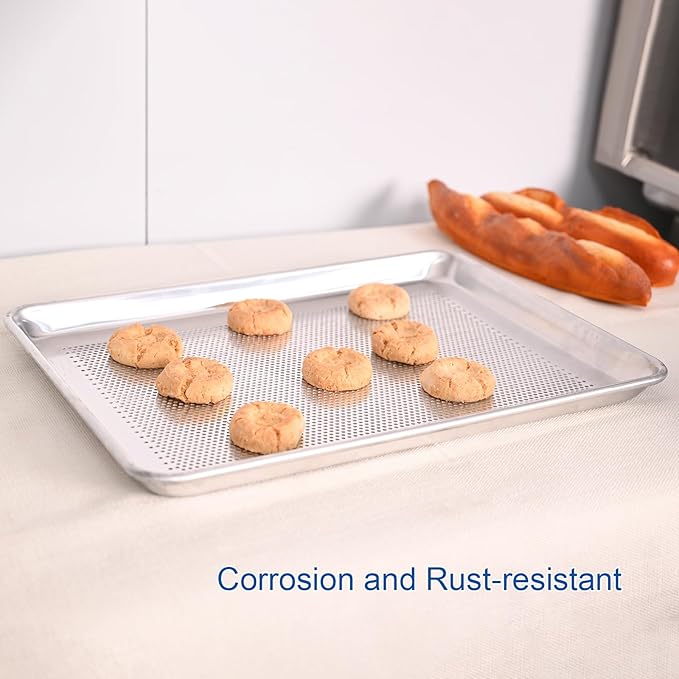HARDURA Aluminum Perforated Baking Sheet Pan 18”L X 26”W X 1”H Cookie Sheet, 12Packs, For Oven in