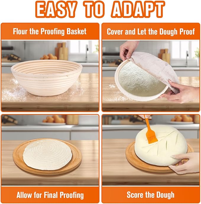 Banneton Bread Proofing Basket, Sourdough Banneton Basket, 9 inch Round Banton Proofing Baskets