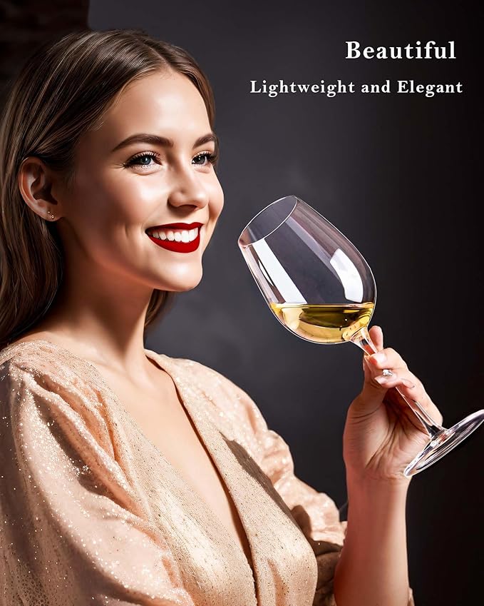 JBHO Hand Blown Italian Style Crystal White or Red Wine Glasses - Gift Packaging for Any Occasion