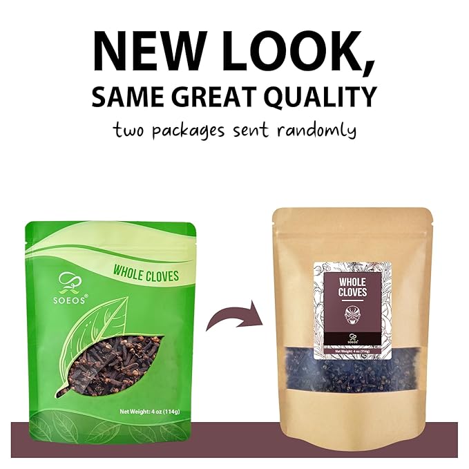 Soeos Whole Cloves 4 oz, Gluten Free, Non GMO, Kosher, Fresh Hand Picked Cloves, Great for Food and