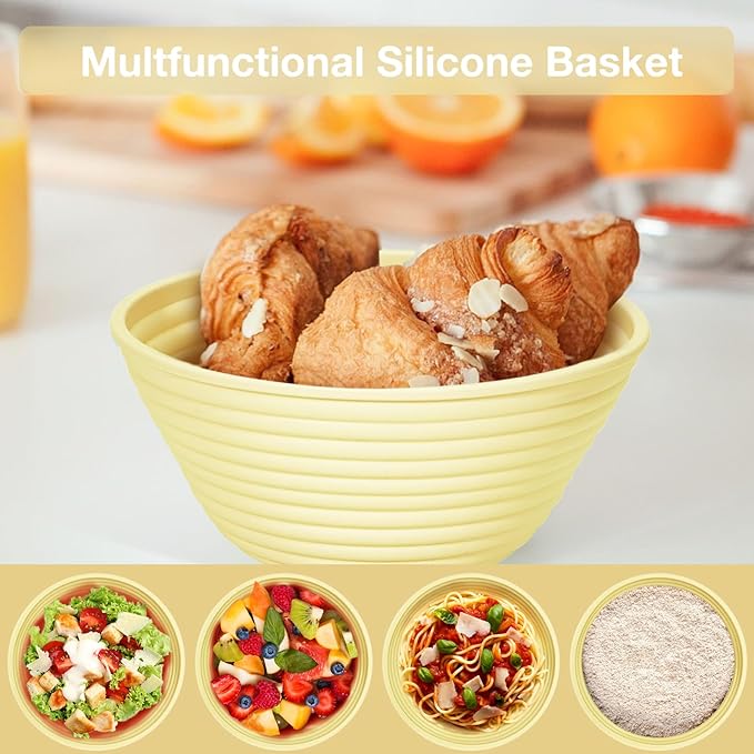 Silicone Banneton, Sourdough Bread Baskets (Set of 6, 5 Inch), Round Proofing Bread Bowls with