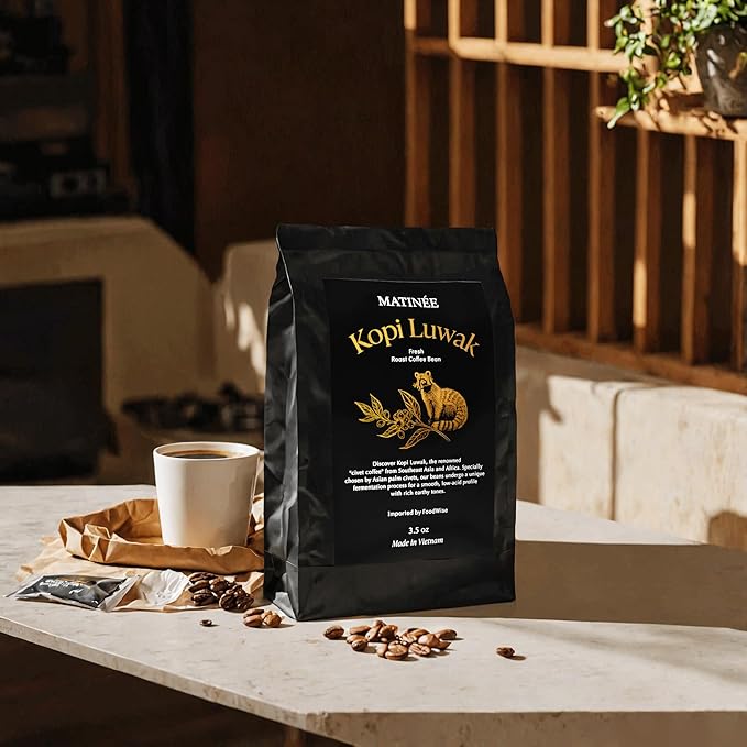 MATINÉE Wild Kopi Luwak Coffee Beans, Medium Roast, Whole Bean Beans, Civet Coffee - Sustainably