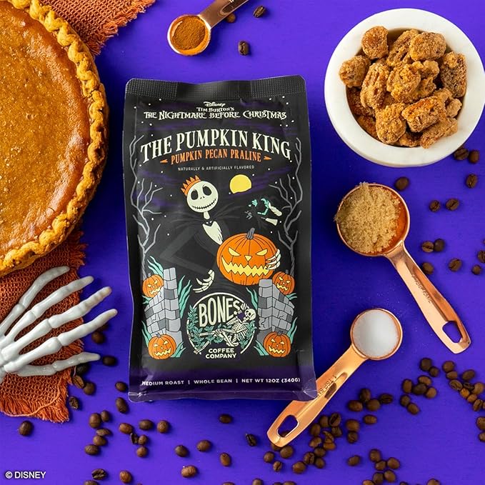 Bones Coffee Company The Nightmare Before Christmas Pumpkin King Flavored Coffee Beans, Medium