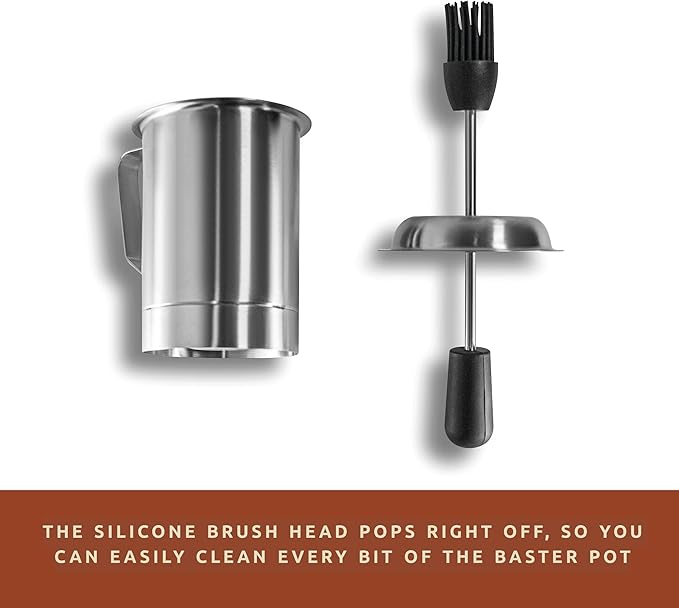 Bellemain Basting Pot & Brush Set - Silicone Basting Brush for Cooking, Smoking & BBQ Grill - Meat