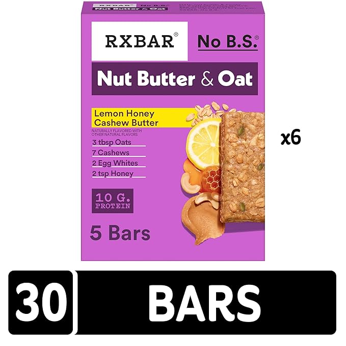 RXBAR Nut Butter and Oat Protein Bars, Protein Snacks, Snack Bars, Lemon Honey Cashew Butter (30