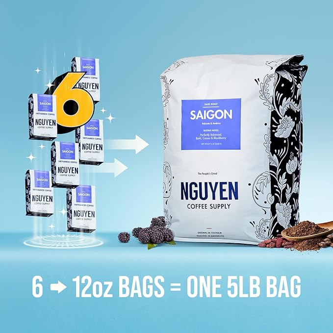 Nguyen Coffee Supply - Saigon Robusta & Arabica Blend: Dark Roast Premium Whole Coffee Beans