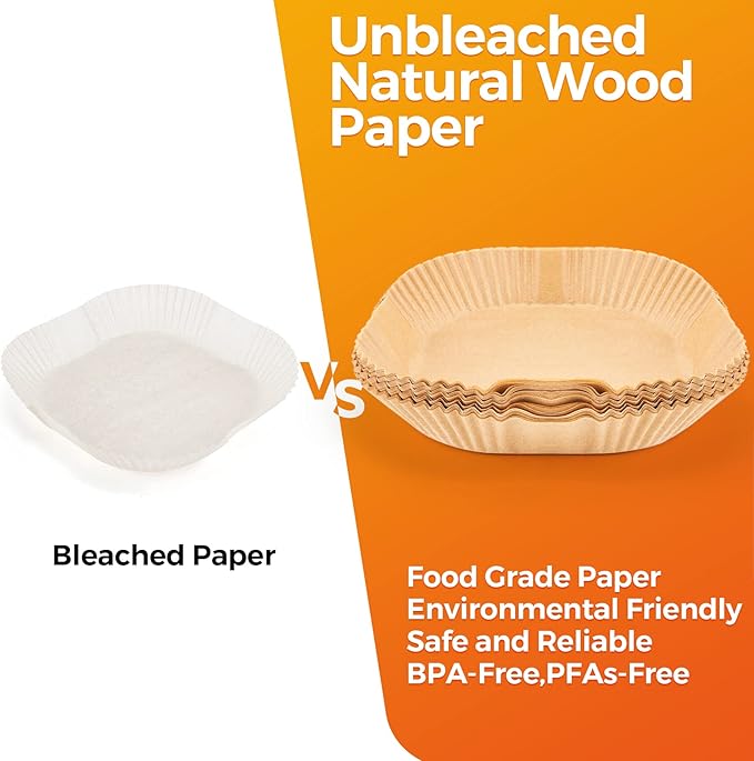 Air Fryer Paper Liners: 100Pcs Parchment Paper, 8" Air Fryer Liner Disposable for Microwave