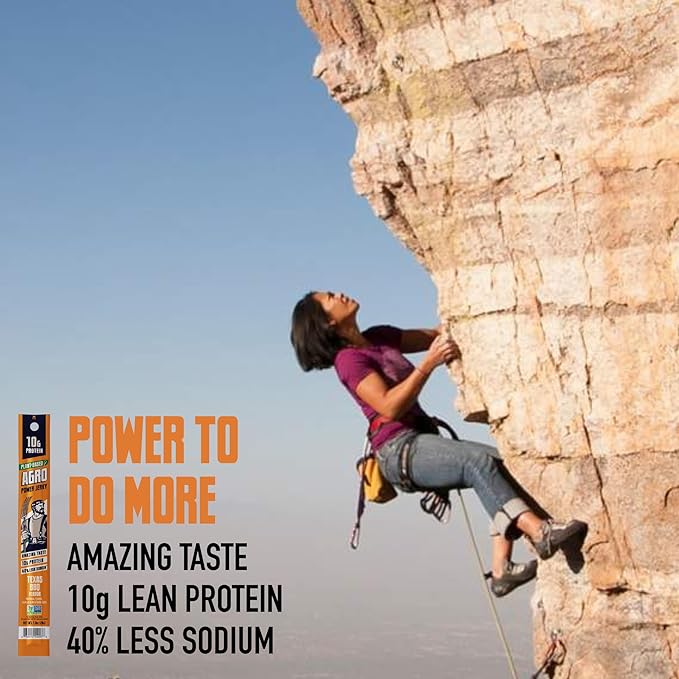 AGRO POWER Vegan Jerky Sticks ??Texas BBQ Flavor ??7-Stick Bag of Plant-Based Jerky with 10g