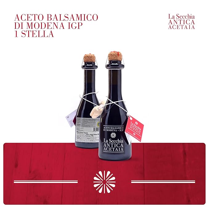 La Secchia Balsamic Vinegar of Modena PGI "One Star", Aged in Oak, Low Density, 250 ml Bottle with