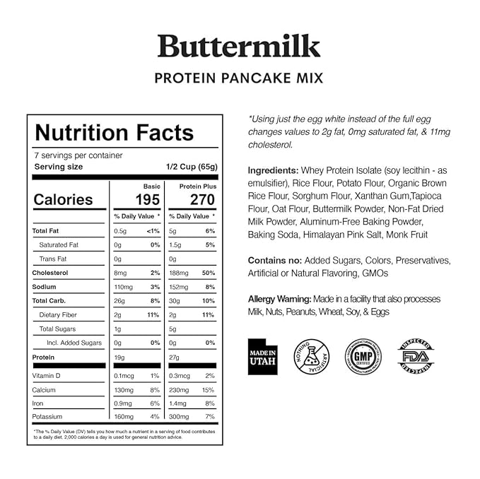 ProDough Shop Buttermilk Pancake and Waffle Mix - Gluten Free, Low Carb, High Protein Pancake Mix