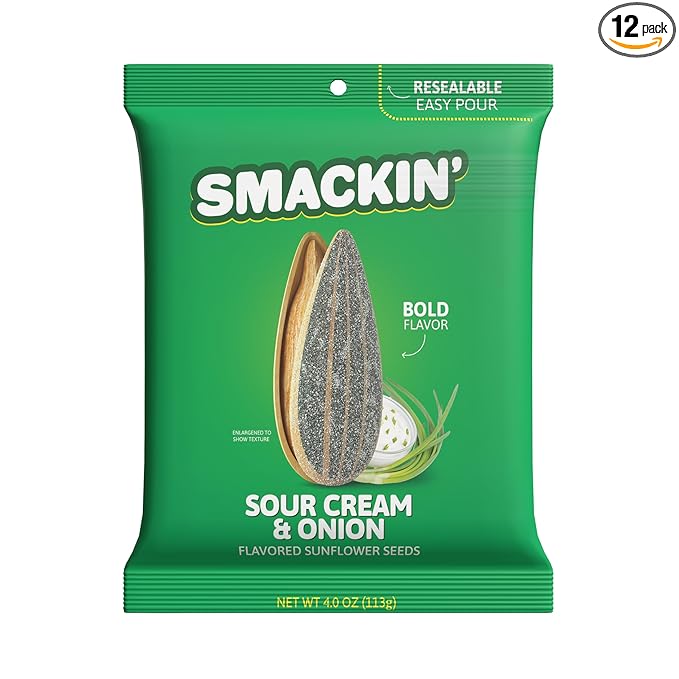 SMACKIN' - Jumbo Roasted Sunflower Seeds, No Salty Burn, American Made, Easy Pour & Seal - Sour