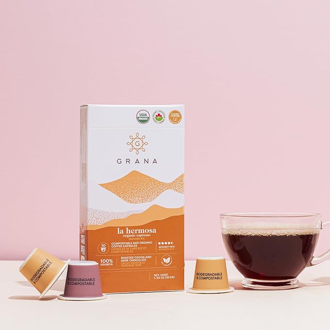 G GRANA Coffee Pods, Compatible with Nespresso OriginalLine, 20 Pack, Dark Roast, USDA Organic 100%
