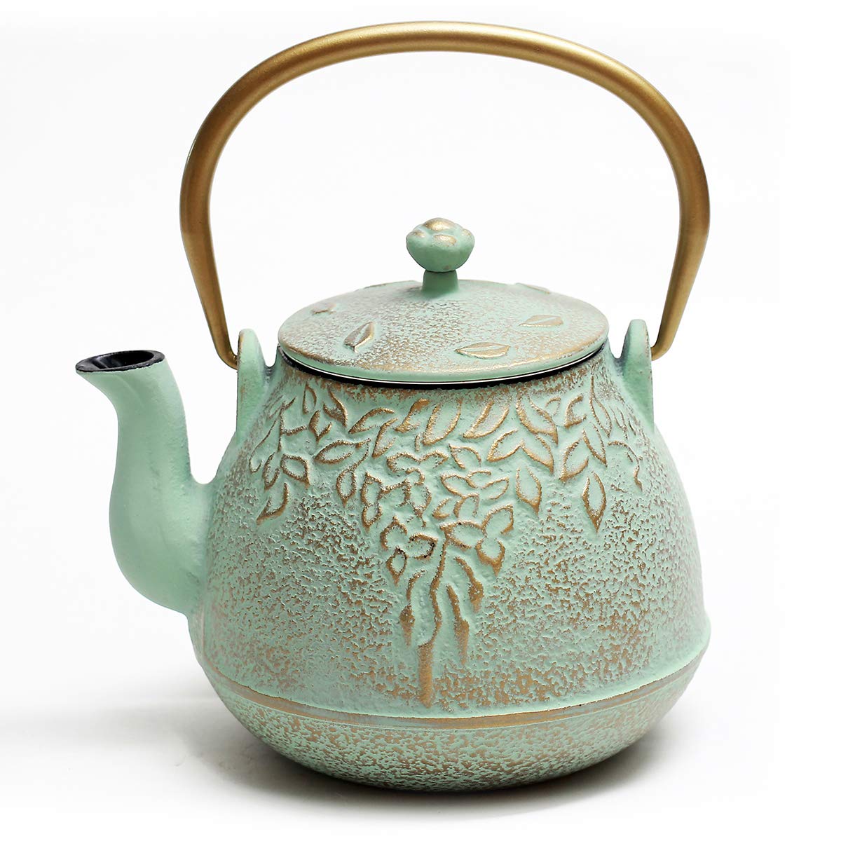 TOPTIER Cast Iron Teapot with Infuser, 32 oz / 950 ml, Light Green
