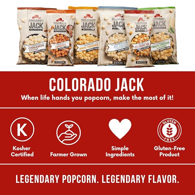Colorado Jack Popcorn Colorado Mix, Jack?셲 Mix of Caramel, White Cheddar & Jalape챰o, Shareable Bags