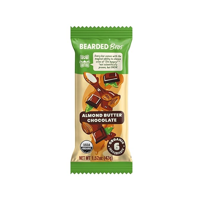 Bearded Brothers, Organic Vegan Protein Energy Bars, Almond Butter Chocolate (12 Pack) - Gluten