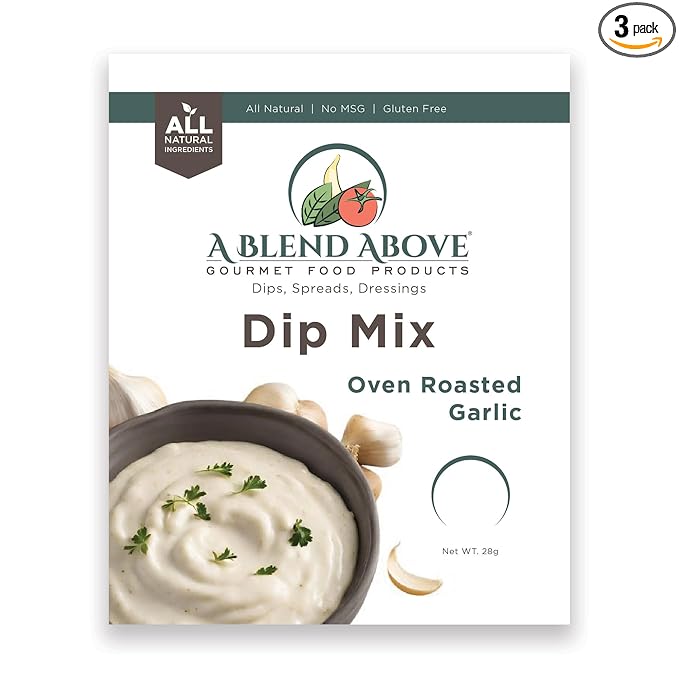A Blend Above Oven Roasted Garlic Dip Mix, 1 oz, (3 Pack), Gluten-Free, No MSG, All Natural, No