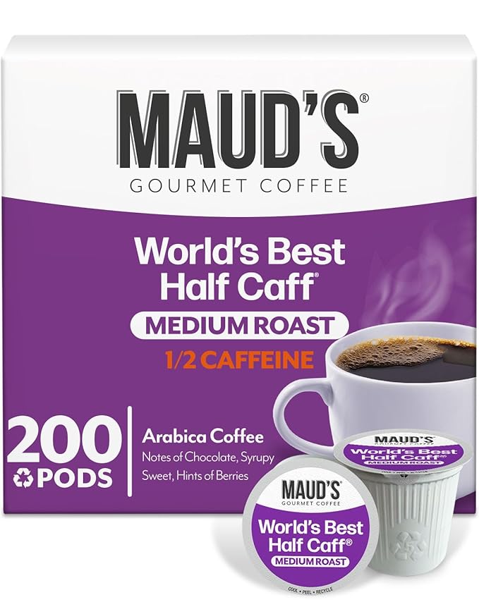 Maud's Half Caff Coffee Pods, 200 ct, Medium Roast Coffee in Recyclable Single Serve Pods – 100%