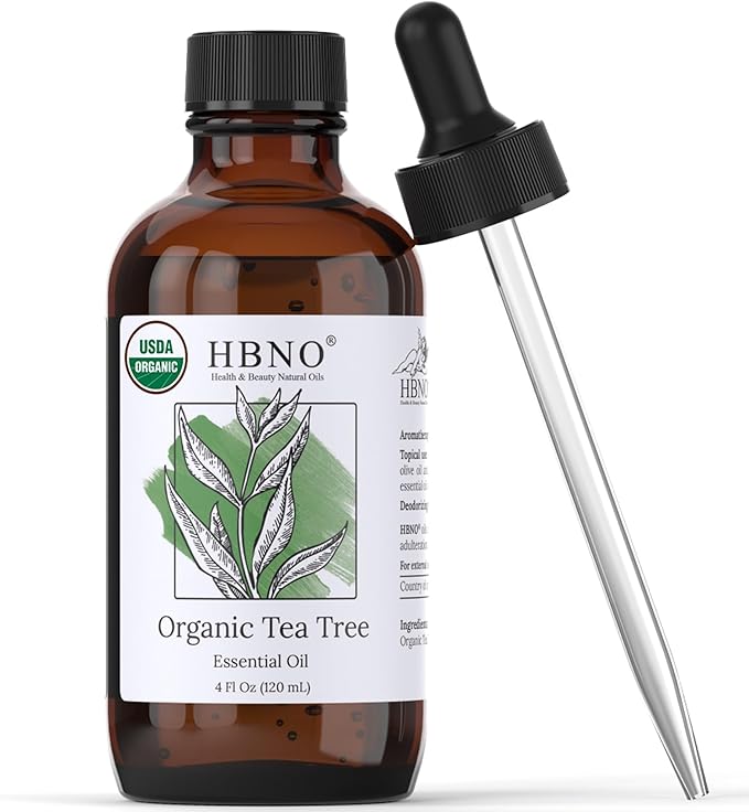 HBNO California Bottled Organic Tea Tree Oil for Skin & Hair - 4 fl oz (120ml) - USDA Certified