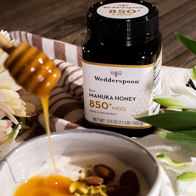 Wedderspoon Raw Premium Manuka Honey, 850+ MGO, 17.6 Oz, Unpasteurized New Zealand Honey, From Our