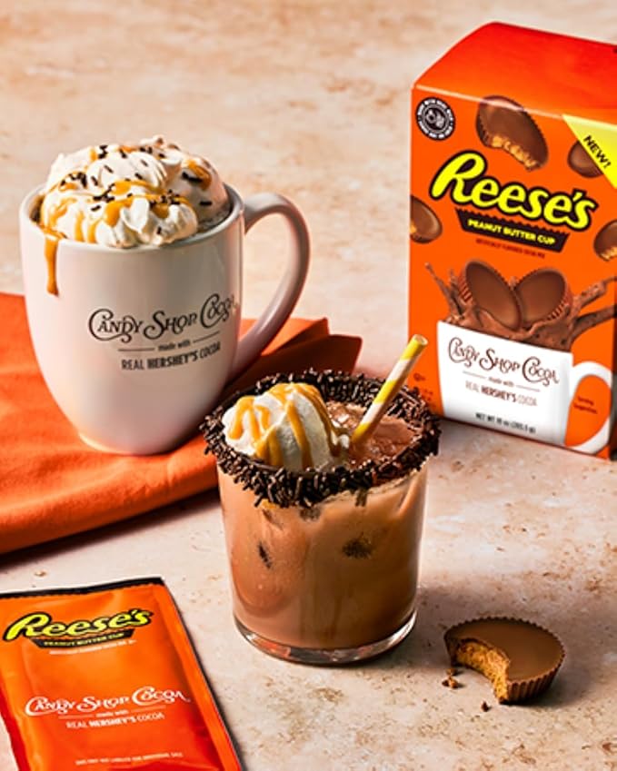 Candy Shop Cocoa REESE'S Peanut Butter Cup Cocoa Mix Hot Chocolate Make Hot or Iced Cocoa Made With