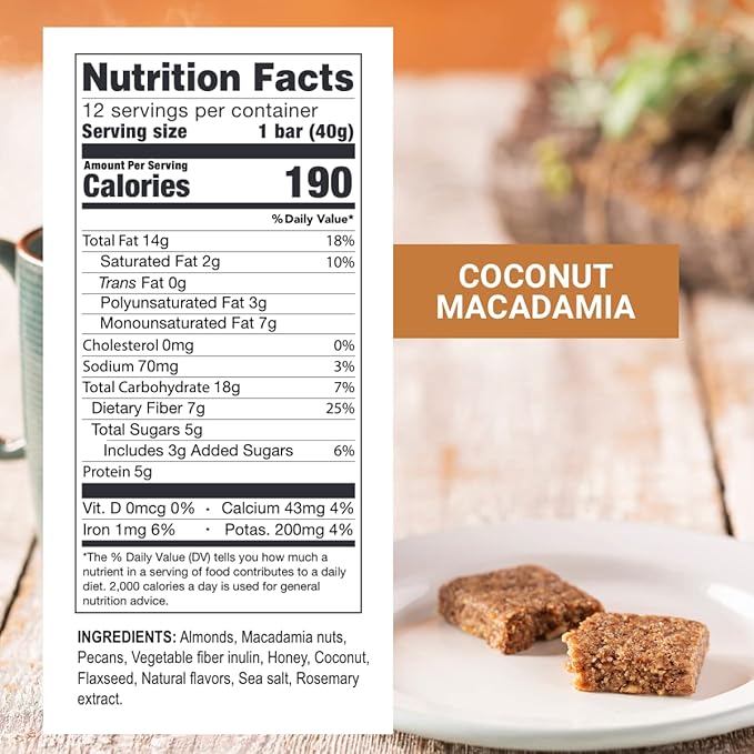 Prolon Fasting Bars | 5g Protein, 7g Fiber | Keto-Friendly, Gluten-Free, Dairy-Free, Plant-Based |