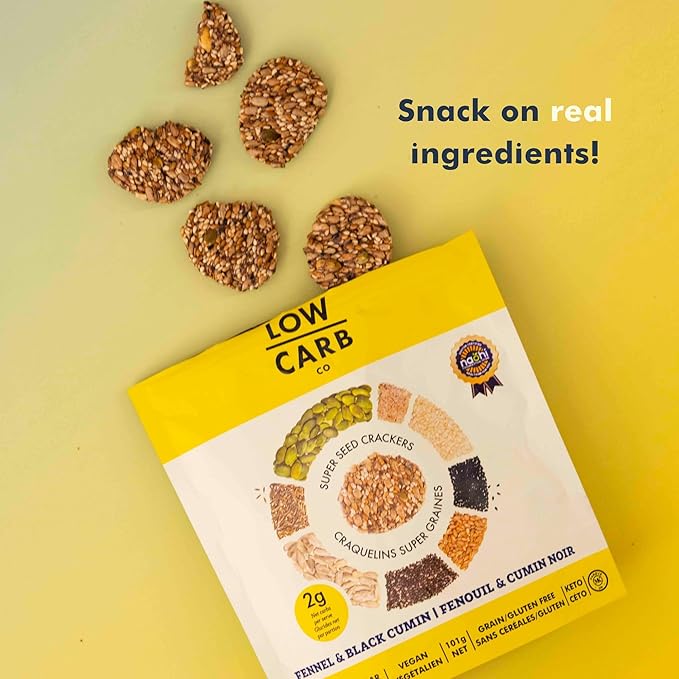 Super Seed Crackers, Gluten Free & Keto Friendly Healthy Snacks, Vegan, Zero Sugar, Paleo &