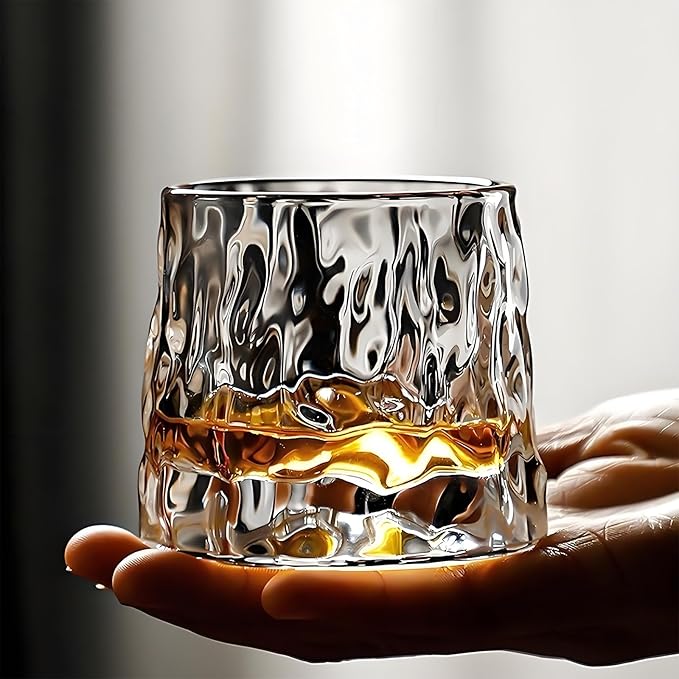 Flat bottom Crystal Whiskey Glasses, Premium 10oz Scotch Glasses Set of 3, Old Fashioned