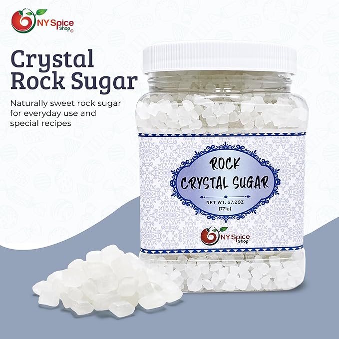 NY SPICE SHOP Rock Crystal Sugar ??1.7 Pound (27.2 Ounce) Jar Candy Crystals ??Sugar Rocks Whole