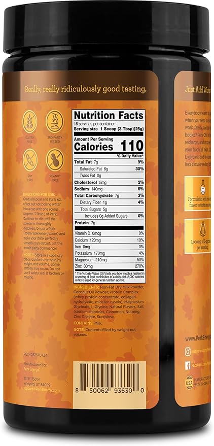 Perk Chill Pumpkin Spice Flavored Drink Mix (18 Servings) - Soothing Flavor