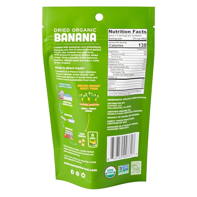 Mavuno Harvest Dried Banana Chips Fruit Snacks | Organic Dried Banana | Healthy Snacks for Kids &