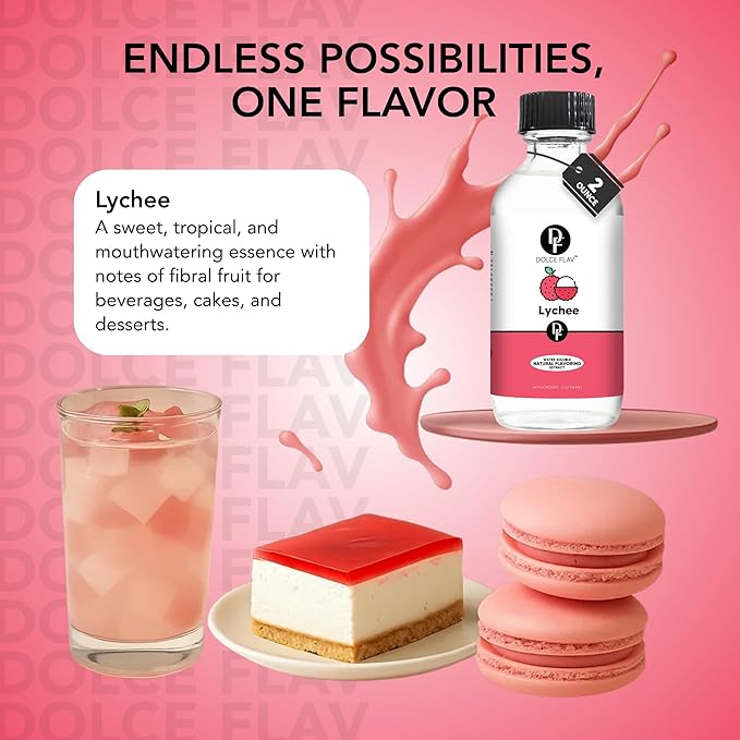 Dolce Flav Natural Lychee Extract ??2 Ounce Water-Soluble Kosher, Sugar-Free, Concentrated Exotic