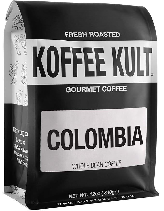 Koffee Kult Colombian Medium Roast Coffee Beans 100% Single Origin Colombia Arabica Whole Bean