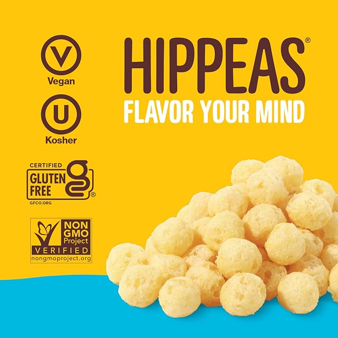 Hippeas Cheezy Cheddar Pops, 0.5 Ounce (Pack of 15), 2g Protein, Fiber, Vegan, Gluten-Free