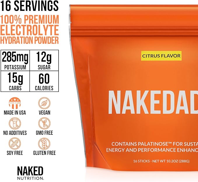 Nakedade Citrus ??Performance Enhancing Sports Drink Powder - Electrolyte Powder ??No GMOs or
