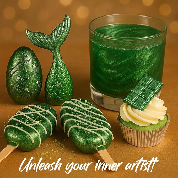 Bulk (20g) Luster Dust Edible Cake Decorations, Edible Luster Dust for Cakes, Green Edible Luster