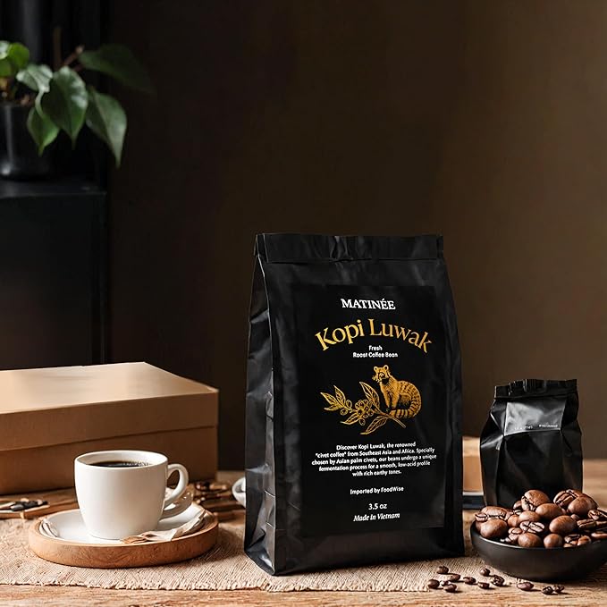MATINÉE Wild Kopi Luwak Coffee Beans, Medium Roast, Whole Bean Beans, Civet Coffee - Sustainably