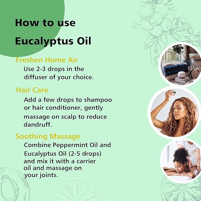 Eucalyptus Essential Oil 1 Oz, 100% Pure Natural Eucalyptus Oil, Aromatherapy Essential Oils for