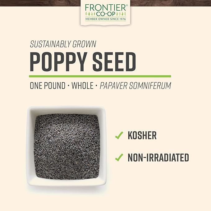 Frontier Co-Op Whole Poppy Seeds, Bulk 1lb Bag - Black Poppy Seeds for Baking, Cooking, Salad