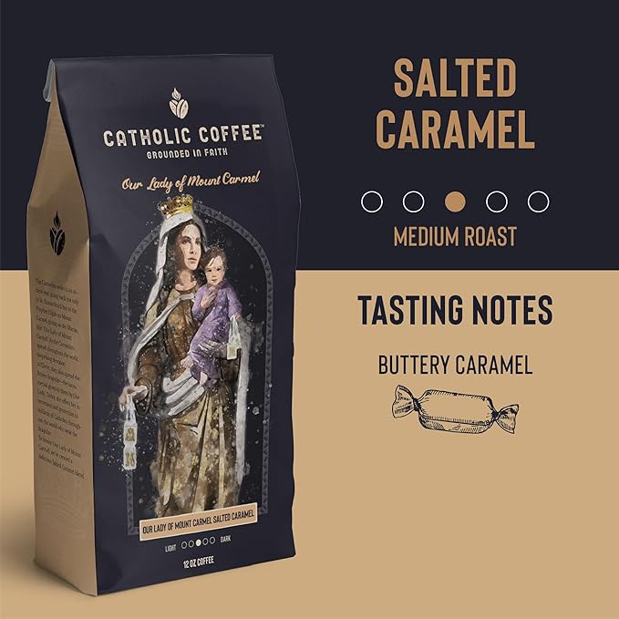 Catholic Coffee Our Lady of Mount Carmel | Medium Roast Ground Coffee ??Buttery Salted Caramel
