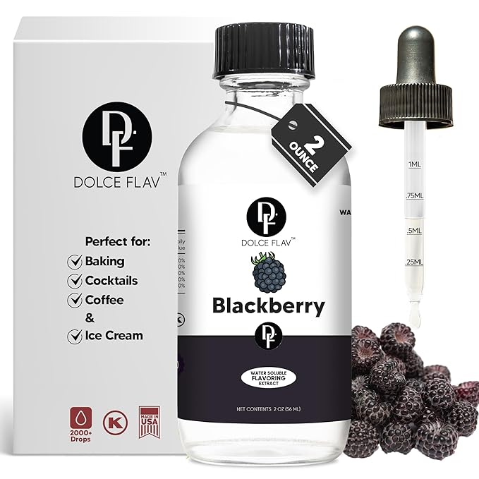 Dolce Flav Blackberry Extract - 2 Ounce Water-Soluble Multipurpose Flavoring Ideal for Baked Goods