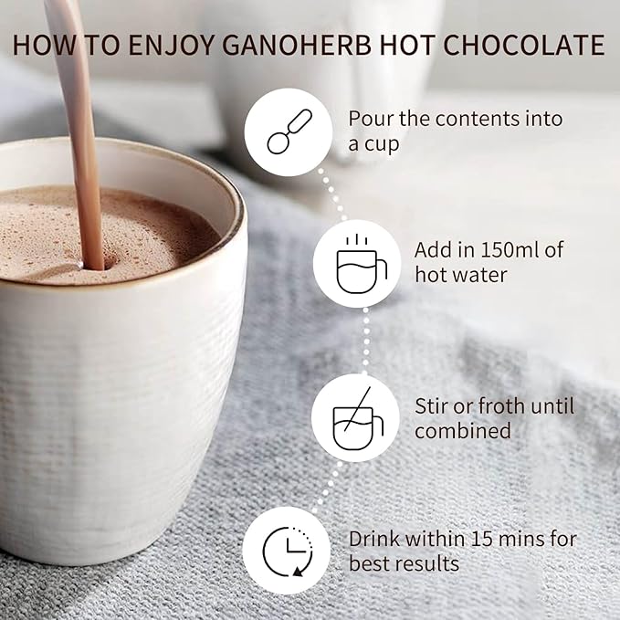 Mushroom Hot Chocolate Mix with Reishi, Mushroom Coffee Alternative Hot Cacao Powder for Energy