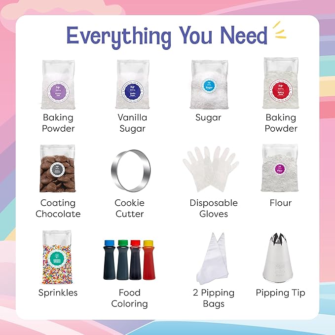 Baketivity x Duff Goldman Unicorn Cookies - Kids Baking Kit - Cooking Kits with Premeasured