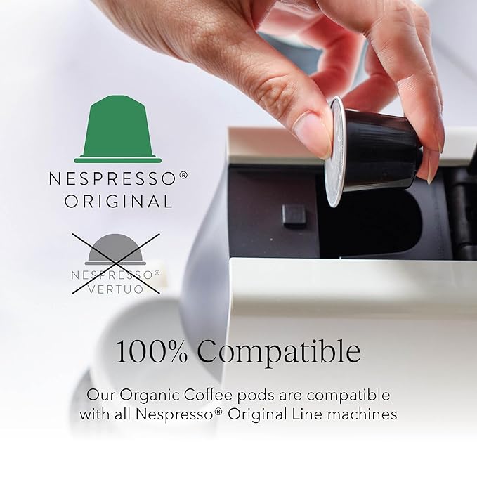 Cru Kafe Decaf USDA Organic Espresso Coffee Capsules (100 Pods) Fairtrade Coffee Pods Compatible