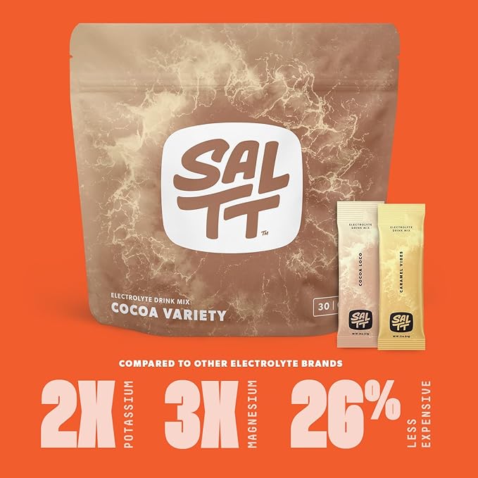 Keto Chow SALTT Electrolytes Powder Packets, Cocoa Variety Pack (30 Packets) - Magnesium