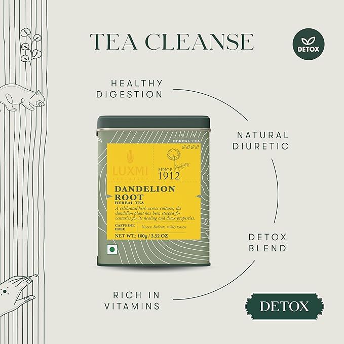 Luxmi Estates - Pure Dandelion Herbal - Organic Dandelion Tea - Loose Leaf - 100g (50 Cups) | With