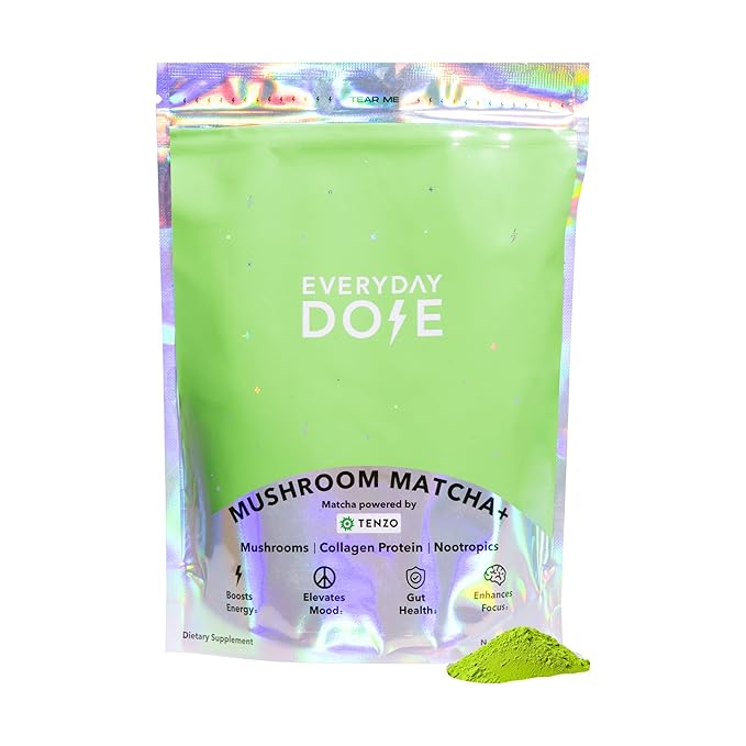 Everyday Dose Mushroom Matcha+ Ceremonial Grade Matcha Powder - Japanese Tea With Grass-Fed
