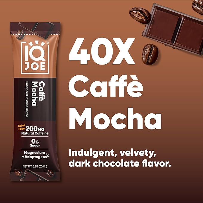 IQJOE Mushroom Coffee Packets (40 Servings) Lion’s Mane, Magtein Magnesium, Antioxidants