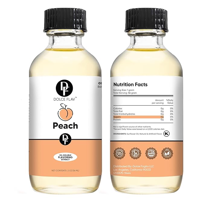 Dolce Flav Peach Extract ??2 Ounce Oil-Soluble Kosher, Sugar-Free, Concentrated Juicy Peach