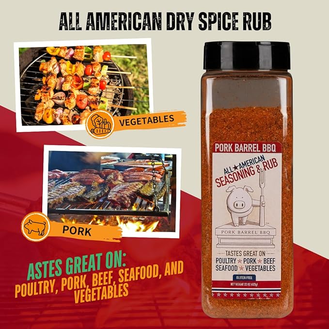 Pork Barrel BBQ All American Seasoning & Rub (2 Pack, 22 oz) – Sugar-Free, Keto, Gluten-Free, No